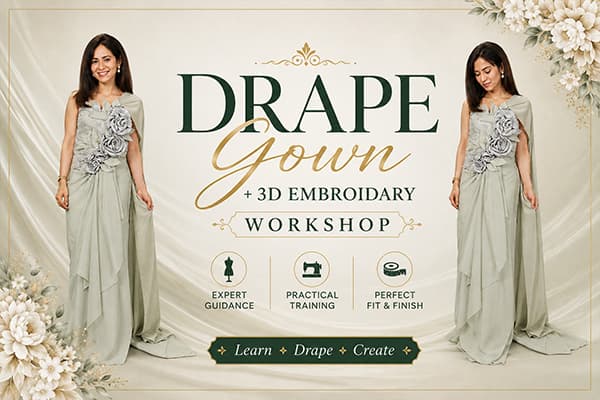 Drape Gown + 3D Embroidery Workshop - Raja Rani Academy