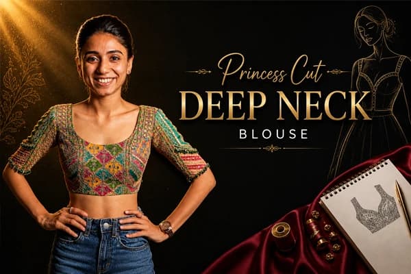 Princess Cut Deep Neck Blouse - Raja Rani Academy