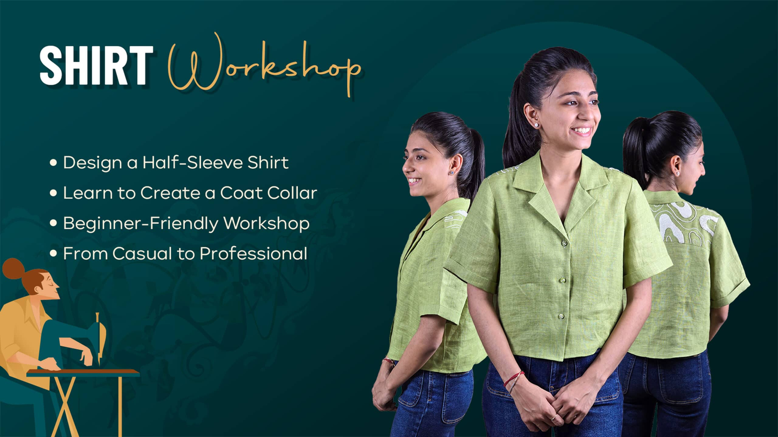 Participants designing versatile half sleeve shirts | Raja Rani Coaching | Western Wear Workshop | Priya MG 